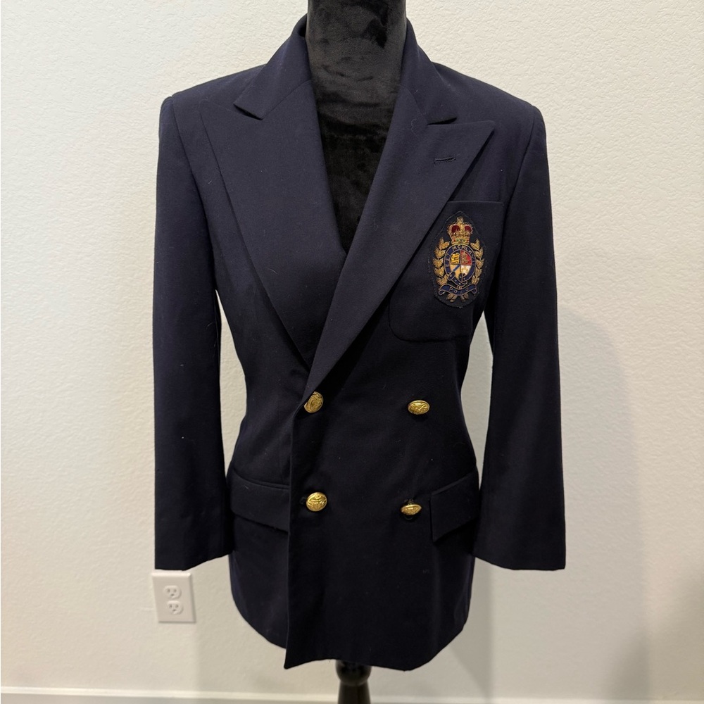 Ralph Lauren Blue and Gold Double-Breasted Blazer